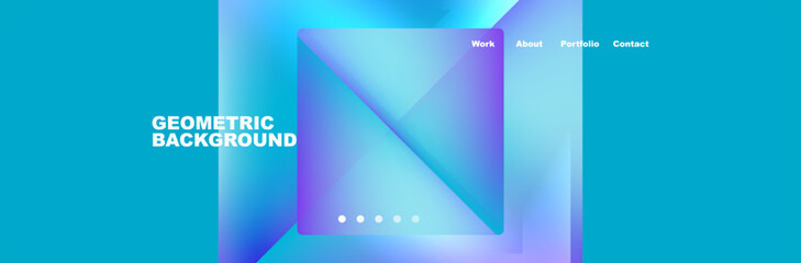 Colorful fluid gradient triangles and squares web site template. Vector Illustration For Wallpaper, Banner, Background, Card, Book Illustration, landing page