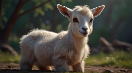 Obraz premium a cute adorable baby goat in the style of childrenfrie generative AI