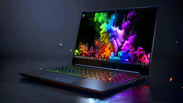 a close-up shoot of a laptop that focuses on its stunning display and multimedia capabilities