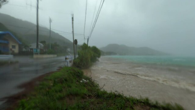 Hurricane Hits Tropical Island With Strong Wind And Heavy Rain - Haishen