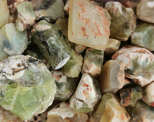 natural green opal minerals (prasopal)