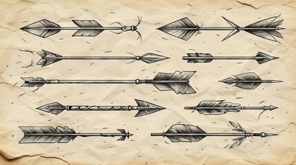 Sketch arrow design for business plan and education. Modern arrow icons set.