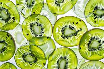 Thin kiwi fruit slices