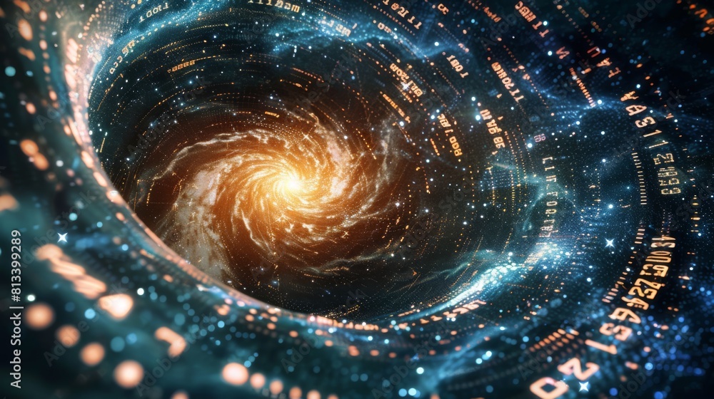 Poster a detailed depiction of a spiral galaxy filled with countless stars, swirling in a mesmerizing patte