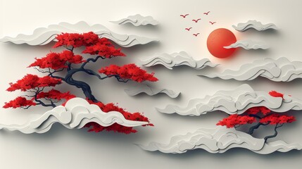Icons of traditional Chinese clouds in modern format.