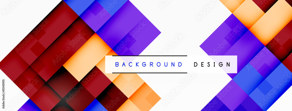 Poster A vibrant background design featuring colorful geometric shapes like triangles and rectangles in shades of purple, violet, and magenta, creating a symmetrical and eyecatching material property