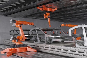 manufacturing industry technology Product export and import future Robot cyber warehouse arm robot future technology arms robot robotics arm	