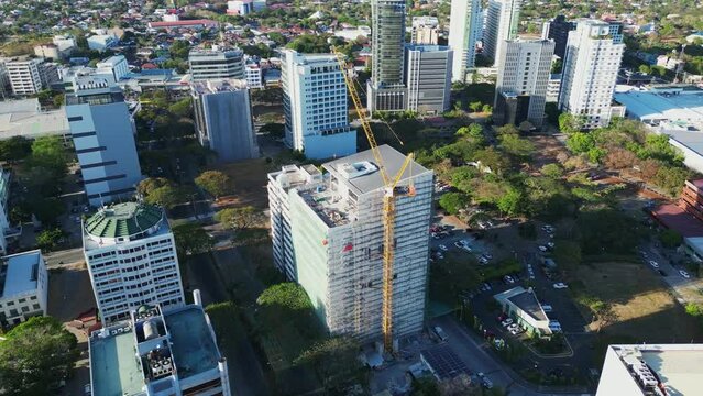 Aerial View Of City Buildings In Alabang, Las Piñas, Metro Manila, Philippines - Drone Shot