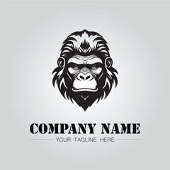 Gorilla Head symbol logo company vector image on the white background