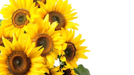 Bright sunflowers against a clean white backdrop, capturing the warmth and energy of summer.