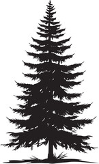 Obraz premium Pine tree silhouettes. Evergreen forest firs and spruces black shapes, wild nature trees templates. Vector illustration woodland trees set on white background