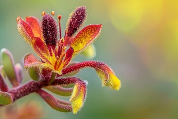 Obraz premium A detailed close-up view of a single flower in full bloom, showcasing its delicate petals and vibrant colors. The background is blurred, emphasizing the beauty of the flower in sharp focus.