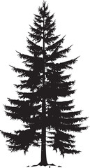 Pine tree silhouettes. Evergreen forest firs and spruces black shapes, wild nature trees templates. Vector illustration woodland trees set on white background