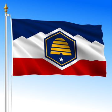 Utah new federal state waving flag, year 2023, United States, vector illustration