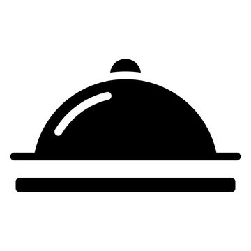 recommend clip art: Waiter hand holding cloche serving plate icon for food apps and websites 