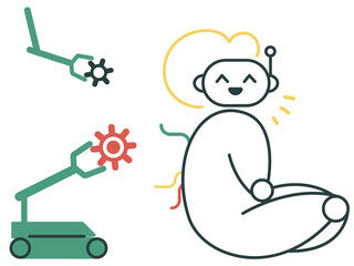 Happy robot going through maintenance