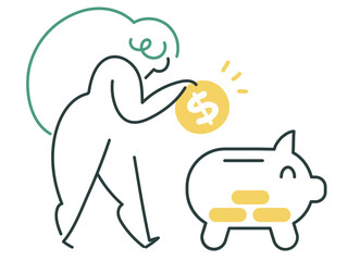 Savings in piggy bank