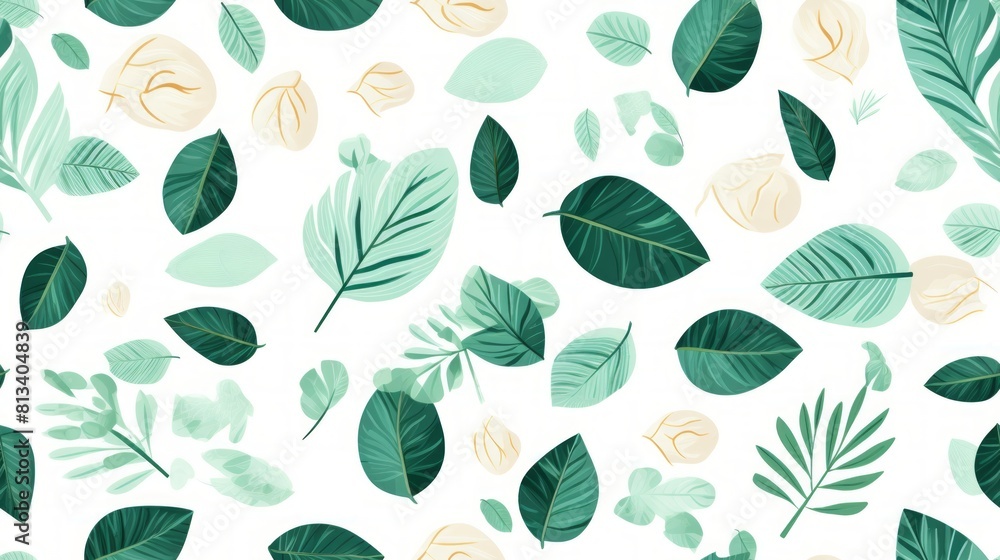 Poster generative ai green leaves pattern
