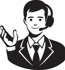 Call Center Worker Line Icon, Outline Vector Symbol Illustration. Pixel Perfect, Editable Stroke