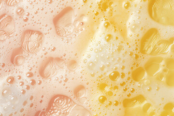 Macro shot of creamy yellow cheese texture, abstract pattern of holes on milky surface