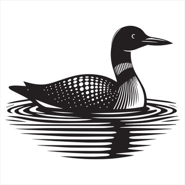 recommend clip art: Loon silhouette vector art illustration with white background