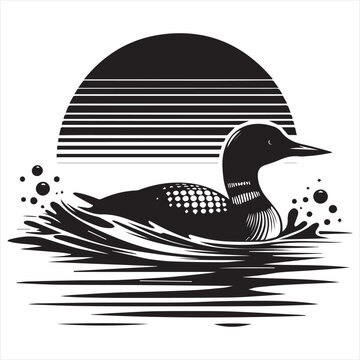 recommend clip art: Loon silhouette vector art illustration with white background