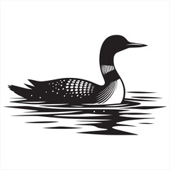 Loon silhouette vector art illustration with white background