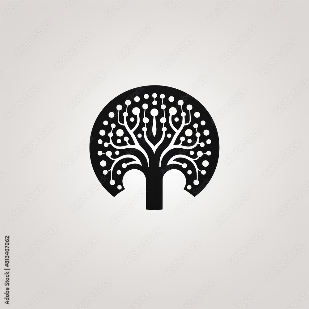 Poster generative ai flat tree icon