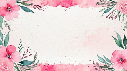 Watercolor pink floral background for wedding, birthday, card, invitation