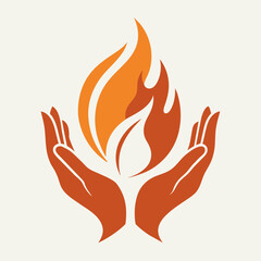 Care hands with fire logo icon vector illustration 