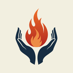 Care hands with fire logo icon vector illustration 