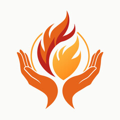 Care hands with fire logo icon vector illustration 