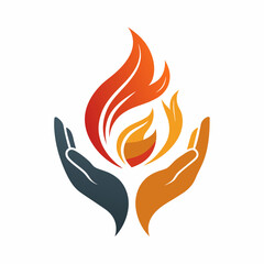 Care hands with fire logo icon vector illustration 