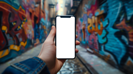 mockup smartphone graffiti background 1