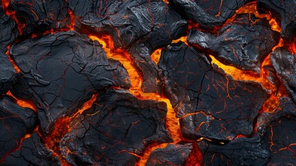 Lava oozes out of cracks along the crust.