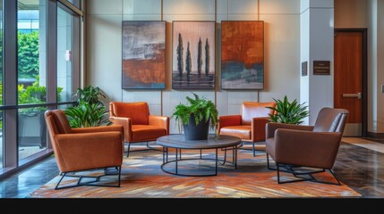 This living room is packed with a variety of furniture pieces, including sofas, armchairs, coffee tables, bookshelves, and lamps. The room is well-lit, creating a cozy and inviting atmosphere.