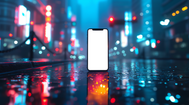 smartphone mockup night city