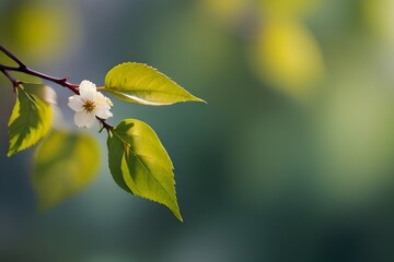 Art Abstract blurred beautiful spring background with fresh leaves. Generative AI 