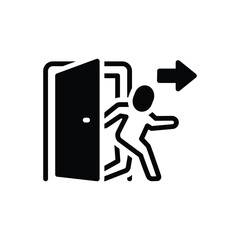 Black solid icon for evacuation