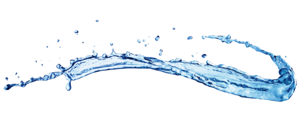 Blue water splashing on a backdrop.