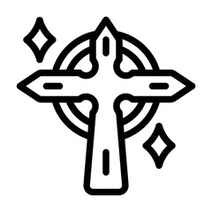 Celtic Cross Icon With Line Style 