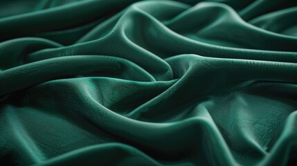 Fototapeta premium Soft teal velvet fabric with detailed folds, reflecting sophistication and luxury 