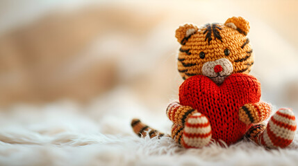 Obraz premium Amigurumi Crochet Tiger ,generative ai