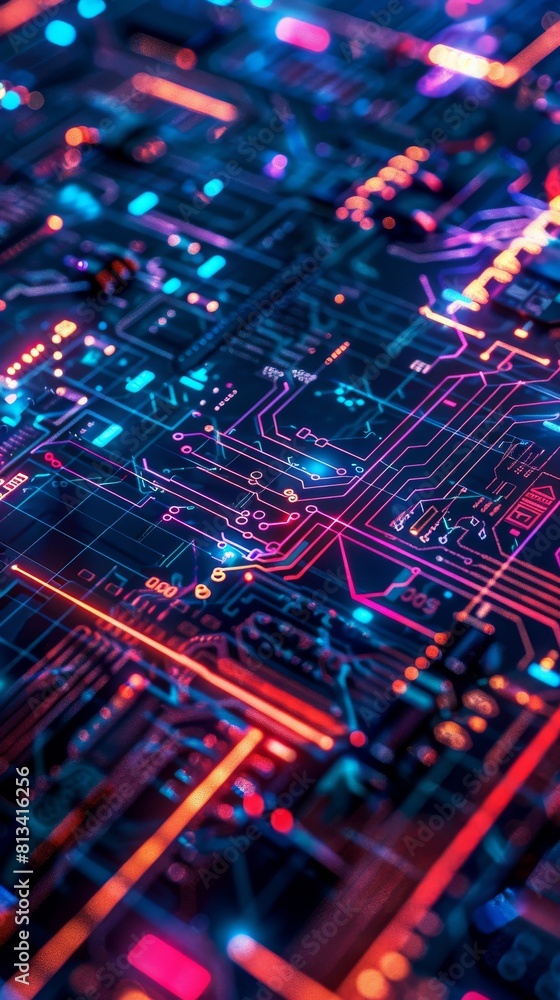 Poster Detailed view of a computer circuit board showing various components and connections in intricate detail.