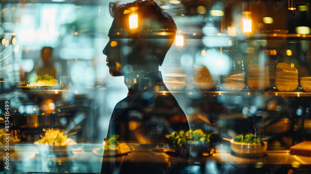 Poster A person is standing in front of a window, their reflection visible in the glass. The individual appears contemplative, with the interior of the room partially visible in the background.