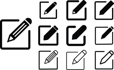 Notepad edit documents with pencil icons Set. Pencil icons collection. Sign up vectors icons . editing text file documents. Business concept note edit pictogram isolated on transparent background.