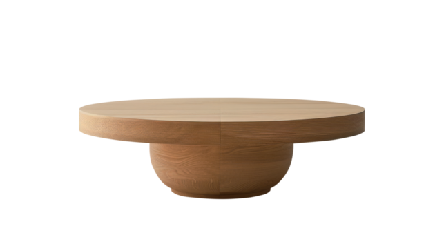 Wooden round table for montage product display or design key visual layout, isolated transparent, cutout or clipping path background, png file