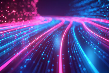 3d rendering, abstract neon background with ascending pink blue red glowing lines, light beam Fantastic wallpaper with colorful laser rays 