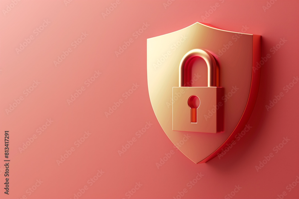 Aufkleber 3d shield icon with a lock in a minimalistic style privacy or security protection concept