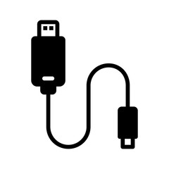 Vector solid black icon for Usb